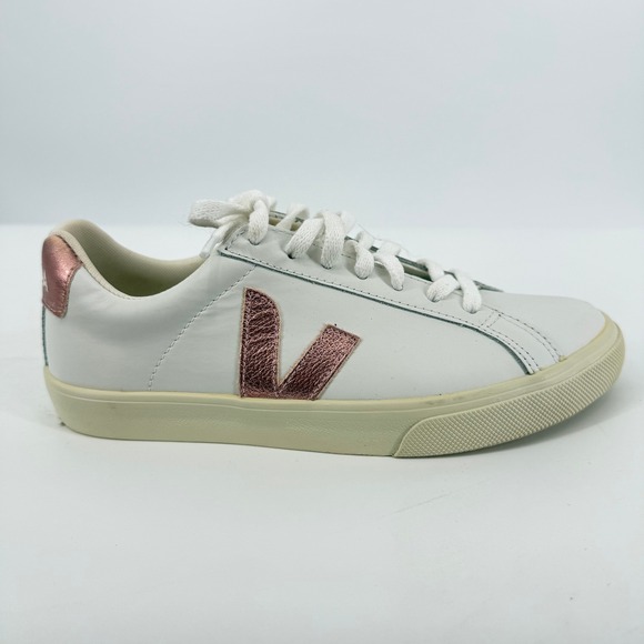 Veja Shoes - Veja Esplar Sneakers Womens White Metallic Pink Leather Low Top Good Condition